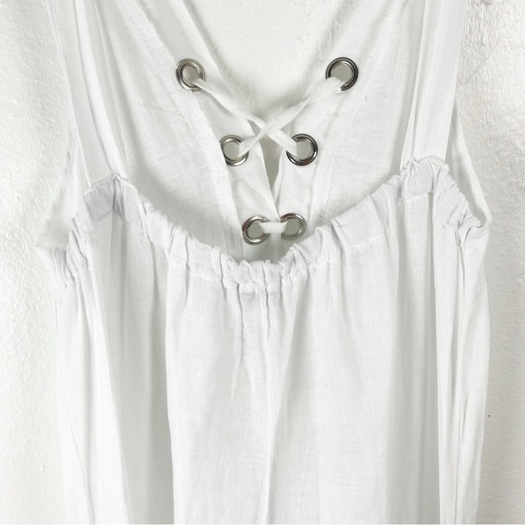 LAURA GOTTI 100% Linen White Tie Tassel Top Sleeveless Maxi Dress Size Large - Picture 9 of 12